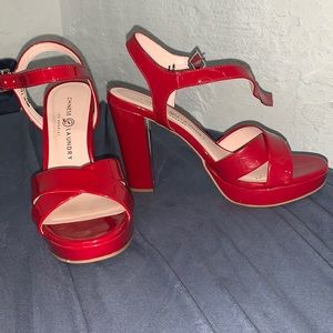 Red vinyl heels